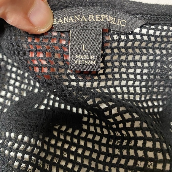 Banana Republic Womens Embroidered Floral Mesh Shirt Swim Coverup LARGE Black - Picture 3 of 5